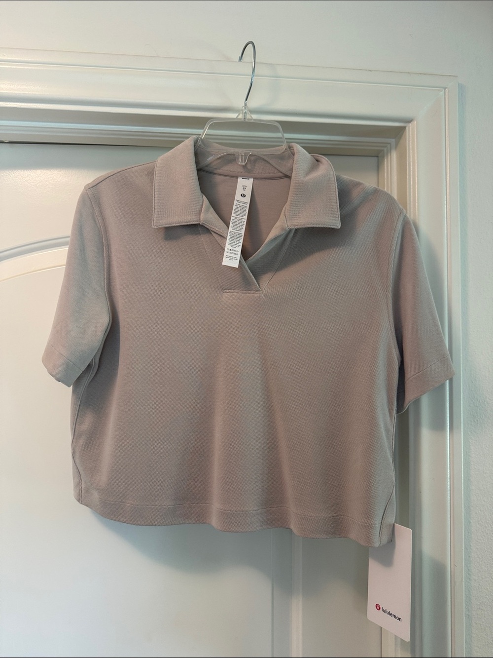 lululemon athletica XS Cropped Polo Top in Light Taupe / Down